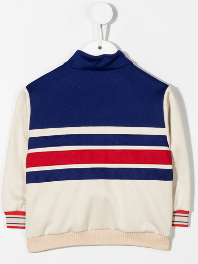 Shop Gucci Striped Zipped Jacket In Neutrals