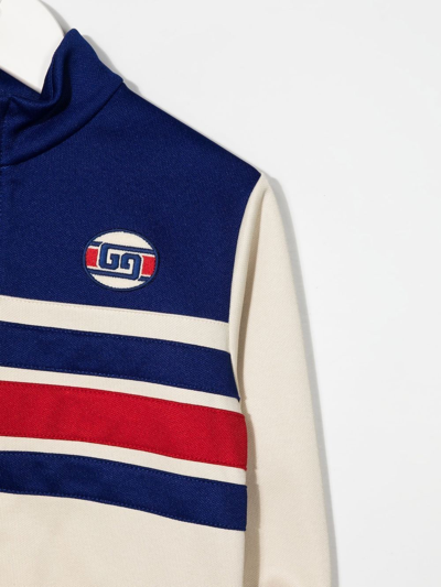 Shop Gucci Striped Zipped Jacket In Neutrals