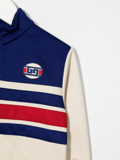 Gucci Logo-patch Panelled Bomber Jacket In Neutrals