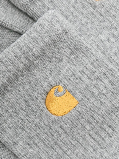 Carhartt Embroidered-logo Ribbed Socks In Grey