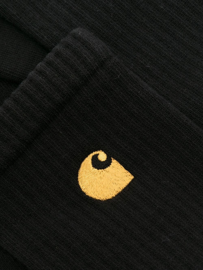 Shop Carhartt Embroidered-logo Ribbed Socks In Black