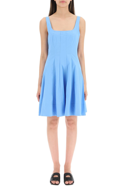 Shop Staud Wells Cotton Mini Dress In Blue