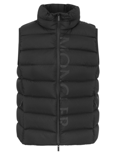 Shop Moncler Logo Printed Zipped Jacket In Black