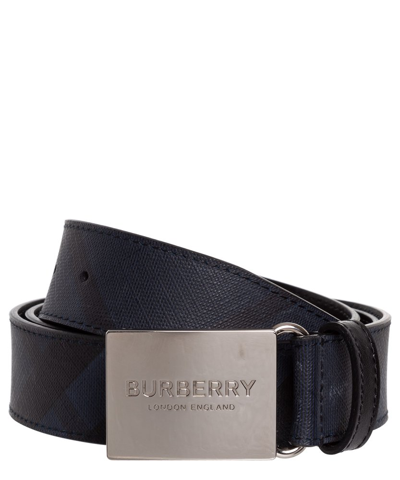 Shop Burberry Logo Engraved Buckle Belt In Black