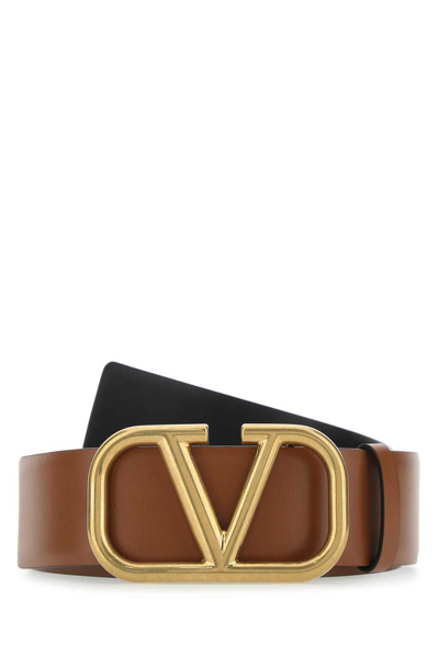 Shop Valentino Vlogo Plaque Belt In Brown