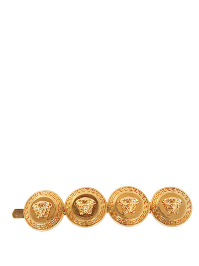 Shop Versace Medusa Logo Detailed Hair Clip In Gold