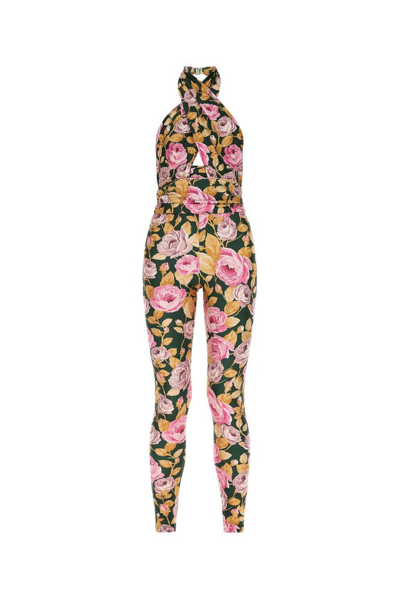 Shop Saint Laurent Floral Printed Sleeveless Jumpsuit In Multi