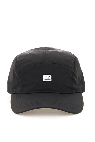 Shop C.p. Company Logo Patch Curved Peak Baseball Cap In Black