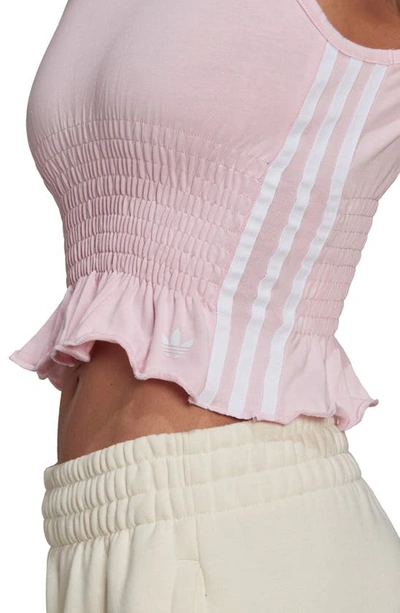 Adidas Originals Three Stripe Smocked Top In Pink | ModeSens