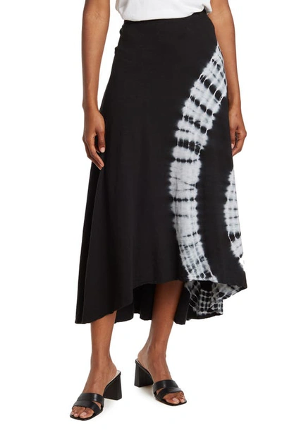 Shop Go Couture Asymmetric Hi-low Skirt In Charcoal Print 2