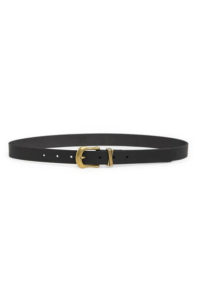 Shop Frye 25mm Brushed Buckle Belt In Black/ Antique Brass