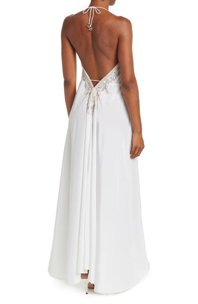 Ranee's Embellished Halter Maxi Dress In White