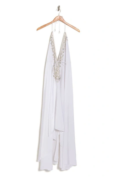 Ranee's Embellished Halter Maxi Dress In White