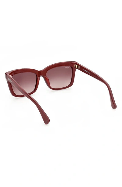 Shop Max Mara 55mm Rectangular Sunglasses In Shiny Red / Gradient Brown