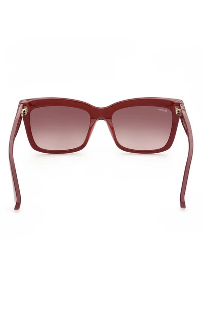 Shop Max Mara 55mm Rectangular Sunglasses In Shiny Red / Gradient Brown