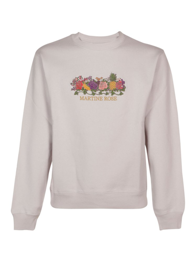 Shop Martine Rose Logo Embroidered Crewneck Sweater In Grey