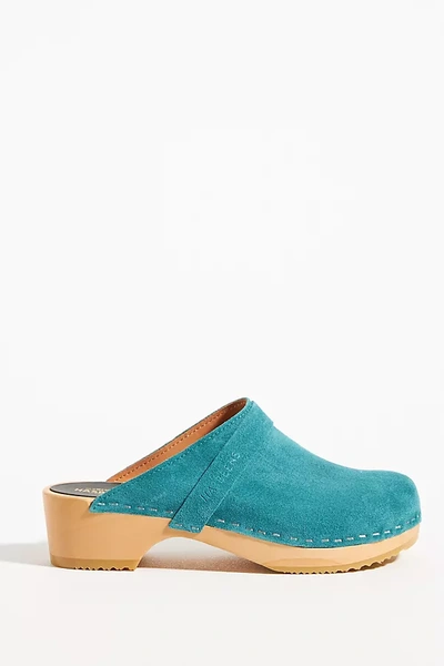 Shop Swedish Hasbeens Husband Suede Clogs In Blue