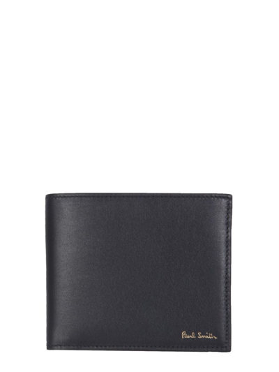 Shop Paul Smith Logo Striped Bifold Wallet In Black