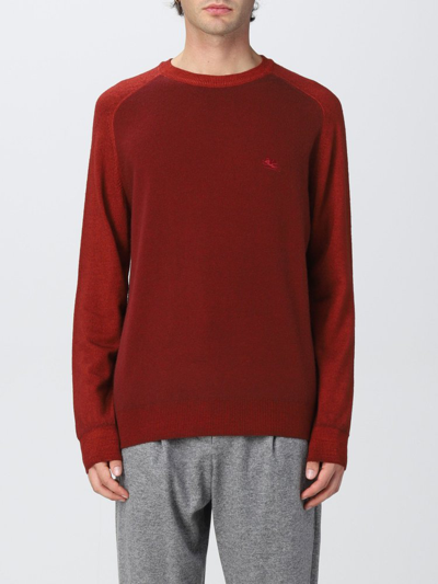 Shop Etro Logo Embroidered Knitted Jumper In Red