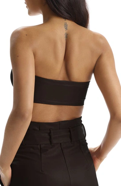 Commando Faux Leather Bandeau Bralette In Black
