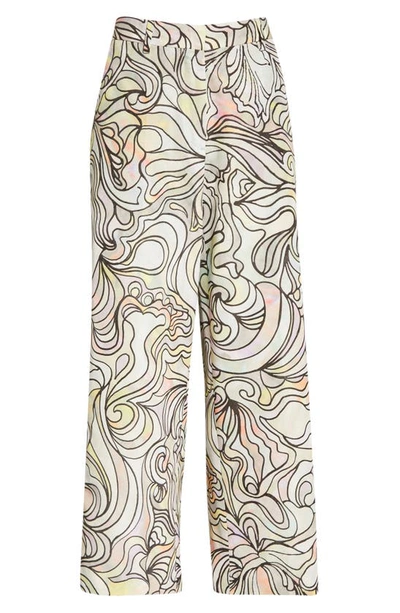 Shop Dries Van Noten Pulley Stained Glass Print Cotton & Silk Pants In Pearl 12