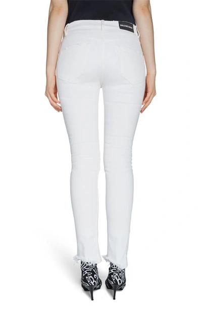 Shop Balenciaga Fray Hem Skinny Jeans In Stonewash White