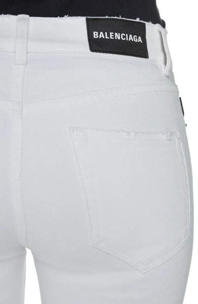 Shop Balenciaga Fray Hem Skinny Jeans In Stonewash White