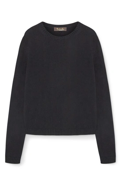 Shop Loro Piana Parksville Crewneck Baby Cashmere Sweater In 8000 Black