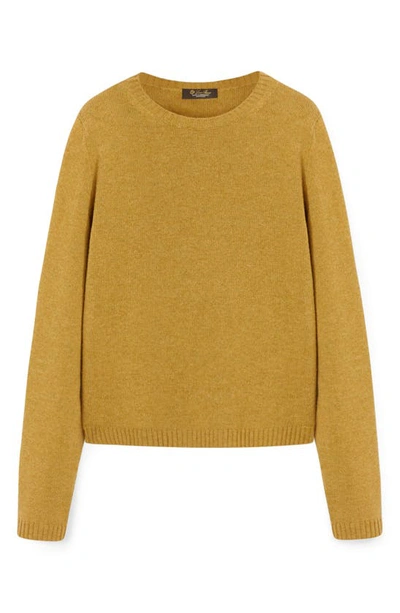 Shop Loro Piana Parksville Crewneck Baby Cashmere Sweater In 2658 Goldenrod Mel