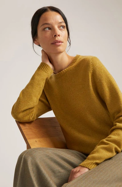 Shop Loro Piana Parksville Crewneck Baby Cashmere Sweater In 2658 Goldenrod Mel