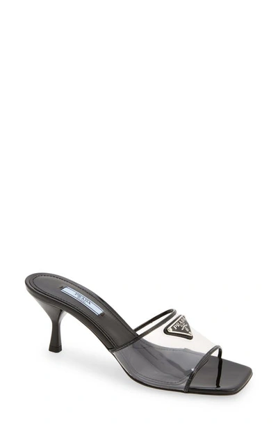 Shop Prada Ciabatte Clear Slide Sandal In Nero