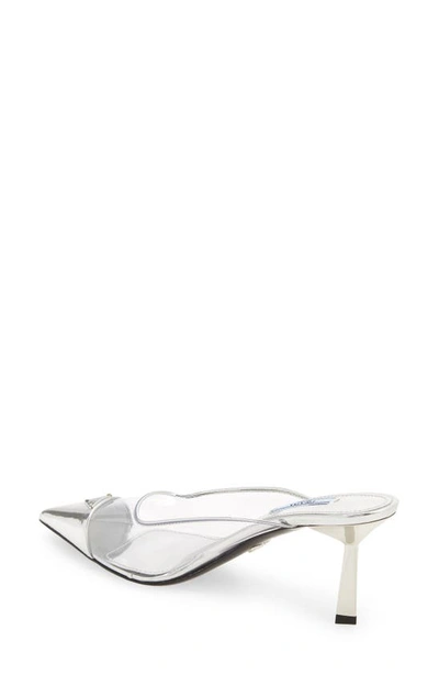 Prada Modellerie Clear Metallic Mules In Argento ModeSens
