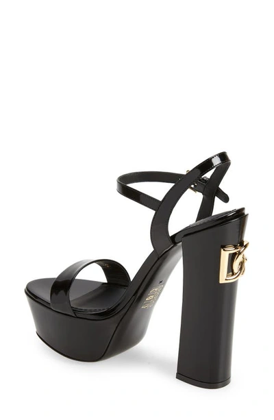 Dolce & Gabbana Keira 145 Polished Leather Platform Sandals In Nero