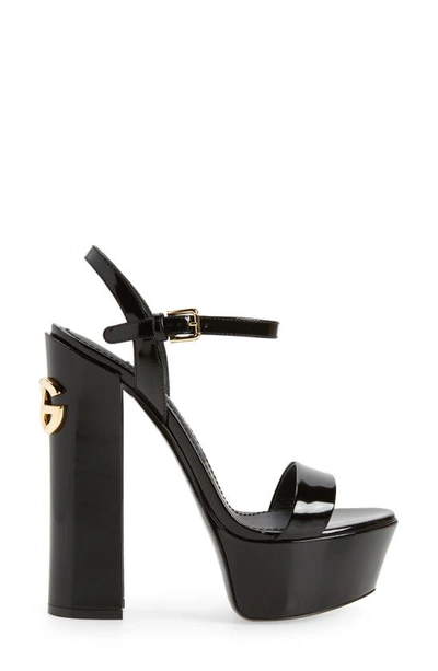 Dolce & Gabbana Keira 145 Polished Leather Platform Sandals In Nero