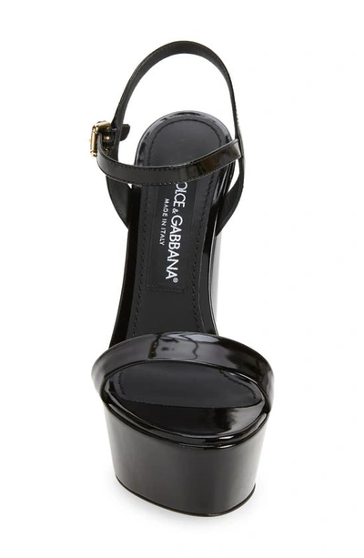 Dolce & Gabbana Keira 145 Polished Leather Platform Sandals In Nero