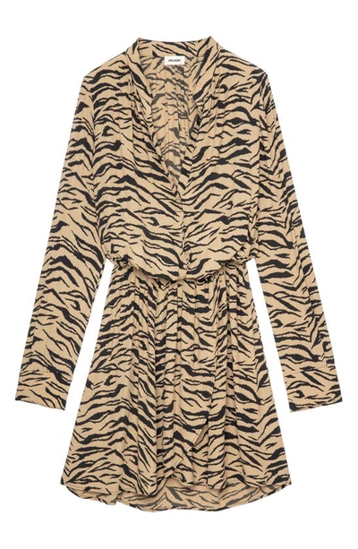Shop Zadig & Voltaire Rinka Tiger Print Long Sleeve Dress In Naturel