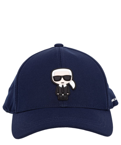 Shop Karl Lagerfeld Logo Patch Baseball Cap In Blue