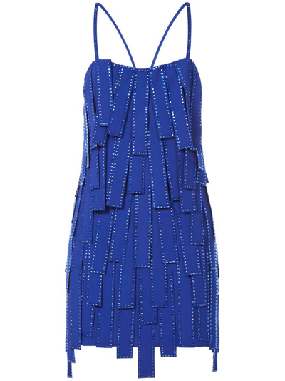 Shop Attico The  Satine Spaghetti Straps Mini Dress In Blue