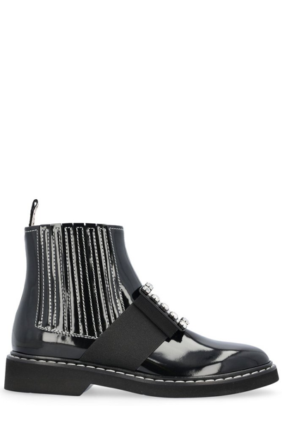 Shop Roger Vivier Embellished Ankle Boots In Black