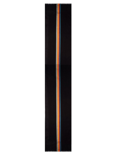 Shop Paul Smith Stripe Detailed Frayed Edge Scarf In Multi
