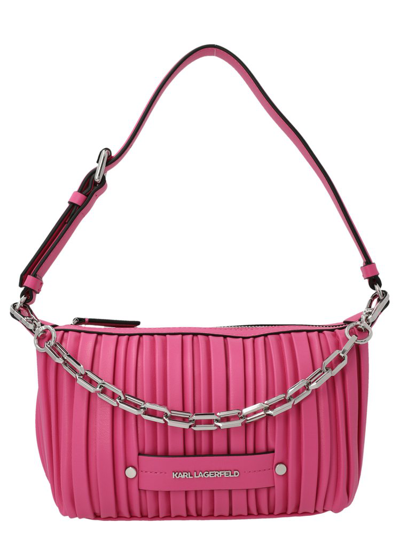 Shop Karl Lagerfeld K/kushion Chain Linked Shoulder Bag In Pink