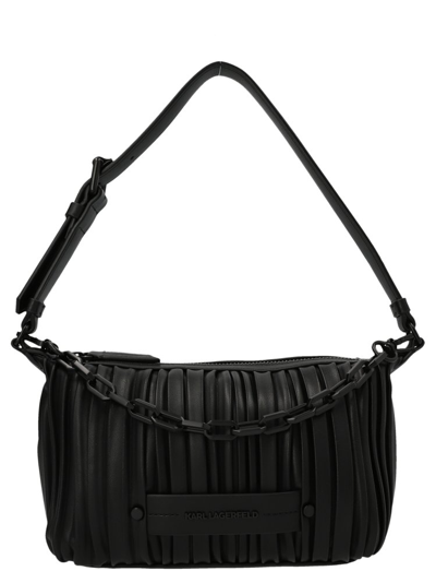 Shop Karl Lagerfeld K/kushion Chain Linked Shoulder Bag In Black