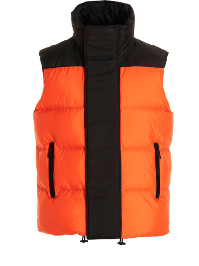 Shop Dsquared2 Quilted Sleeveless Padded Jacket In Orange