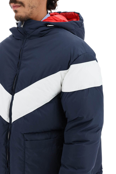 Shop Valentino Hooded Short Down Jacket In Blue