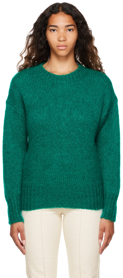 Isabel Marant Emma Pleated-shoulder Knit Jumper In 60ed Emerald
