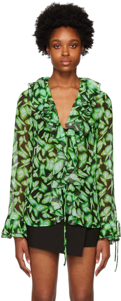 Shop Msgm Green Camica Shirt In 36 Green