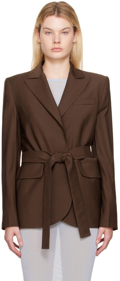 Shop Aya Muse Brown Wool Blazer In Chocolate