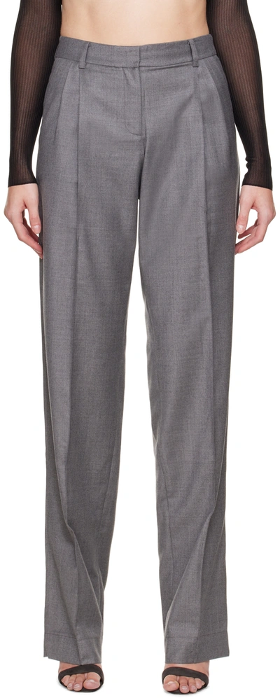 Shop Aya Muse Gray Palm Trousers In Grey