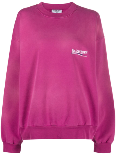 Balenciaga Political Campaign Embroidered Sweatshirt In Pink