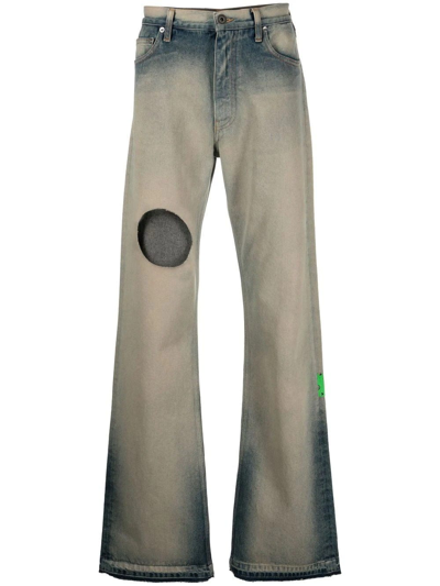 Shop Off-white Blue/grey Meteor Wide Jeans